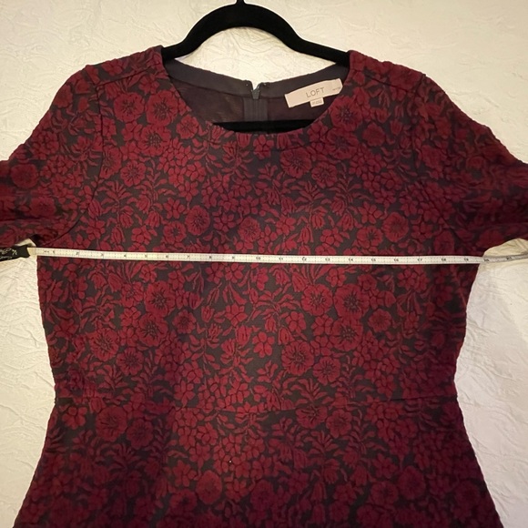 Ann Taylor Loft red & black midi dress 12 Petite - Picture 6 of 9